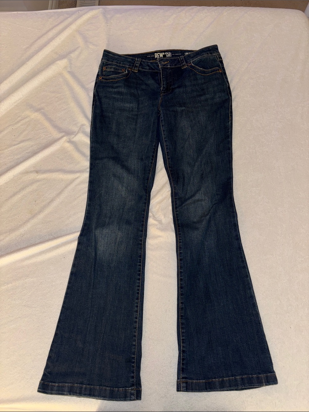 REWASH Women's Dark Blue Low-Waisted Bootcut Jeans